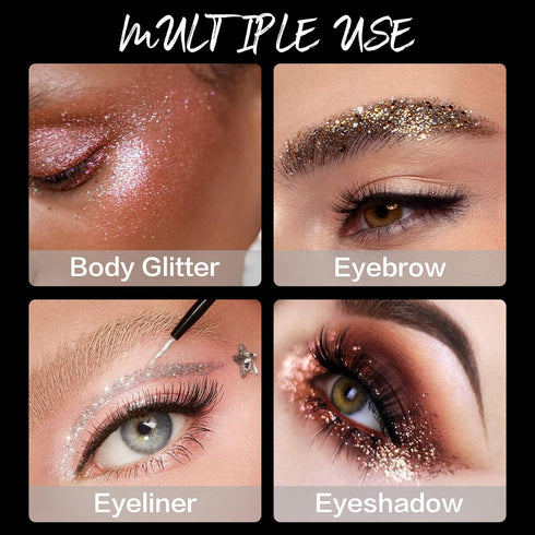 16 Colors Glitter Metallic Liquid Eyeliner Set, Waterproof Long Lasting Eye Makeup Gift Kit for Women