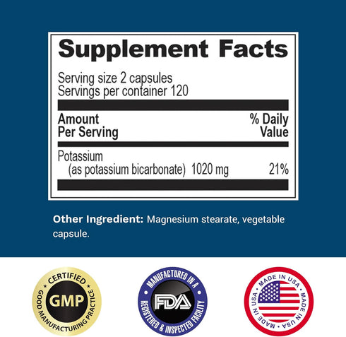 Life Enhancement Potassium Supplement - 1020 mg, 240 caps, 120 Servings