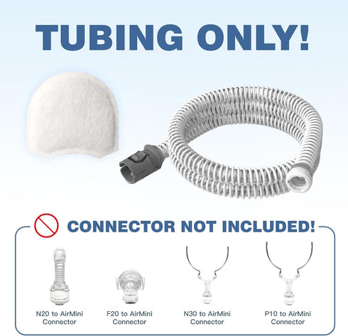 RespWave 10-Pack P10 N20 N30 Replacement CPAP Tubing for ResMed AirMini Tube & Airmini Supplies Filters Combo, as