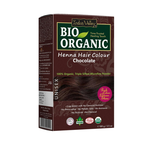 Indus Valley Bio Organic Natural Henna Hair Color, Chocolate 100gm | 100% Gray Coverage, Long Lasting Vegan Dye