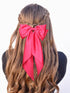 Satin Big Hair Bows Clips for Women, Large Hot Pink Hair Accessories, Pack of 2