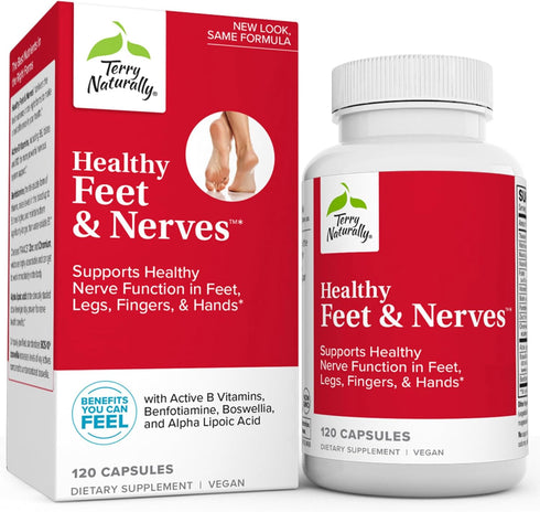 Terry Naturally Healthy Feet & Nerves - 120 Capsules for Healthy Nerve Function - Non-GMO, Vegan