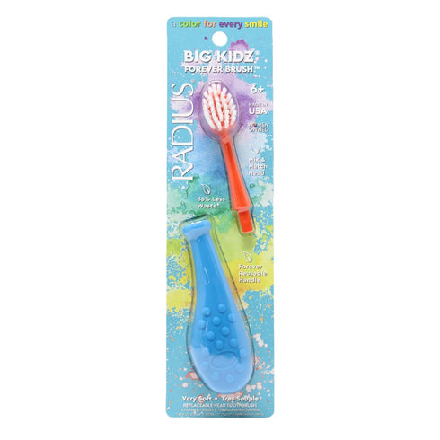 RADIUS Big Kidz Forever Brush, Replaceable Head Toothbrush for Children, BPA Free, Extra Soft
