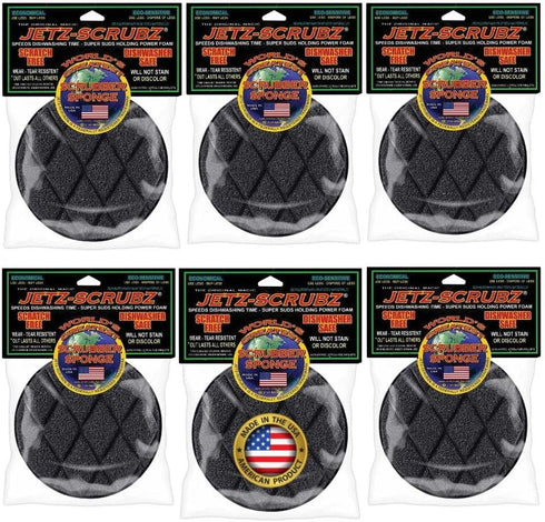 Jetz-Scrubz Classic Round Kitchen Scrubber Sponge Value Pack (Pack of 6)