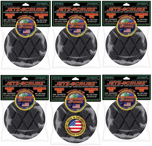 Jetz-Scrubz Classic Round Kitchen Scrubber Sponge Value Pack (Pack of 6)