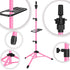 Wig Stand Tripod, 55 Inch Metal Mannequin Head Tripod Stand for Hairdressing Training (Pink, Head Not Included)