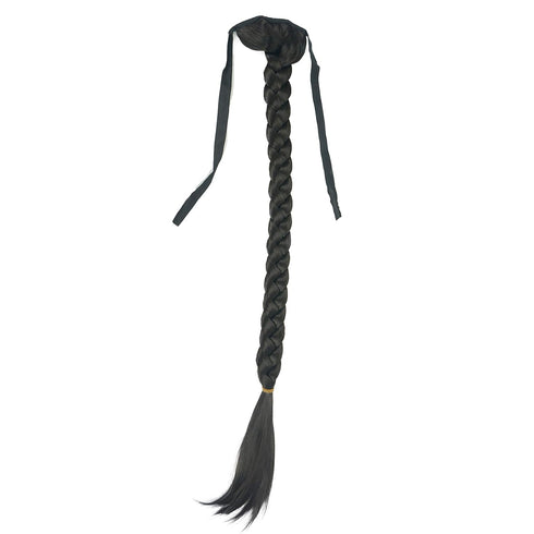 Lydell 24" Long Fishtail Braid Wrap Around Ponytail Extension, Synthetic Hairpiece in #4 Dark Brown