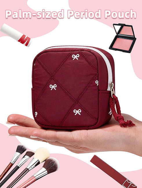 SERTRI Period Bag for Girls, Quilted Period Pouch for Women, Sanitary Napkin Storage Bag Menstrual Pad Pouches Tampon