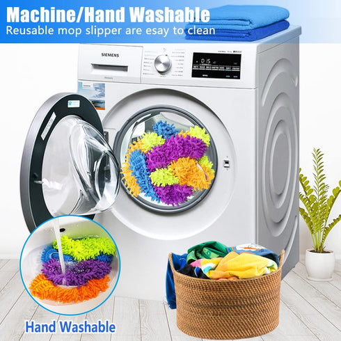 4 Pairs Mop Slippers Shoes Cover: Multi Function Reusable Microfiber Dust Mops for Bathroom, Office, Kitchen
