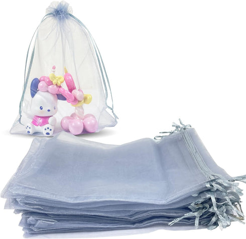 100PCS 6x9 Inches Organza Drawstring Pouches for Jewelry Party Wedding Favor Gift Bags, Gray