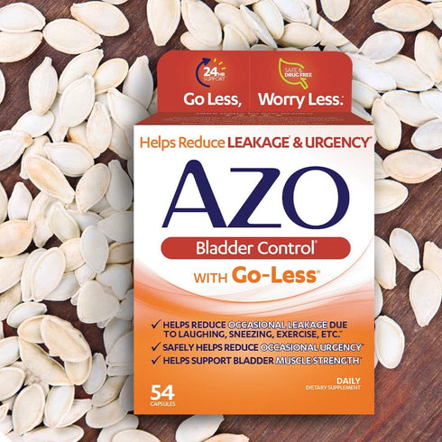 AZO Bladder Control with Go-Less - 54 Count Daily Supplement for Occasional Urgency & Leakage Support