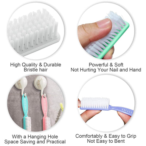 HOFASON 20Pcs Handle Grip Nail Brush, Hand Fingernail Cleaner Brush Manicure Tools Scrub Cleaning Brushes Kit
