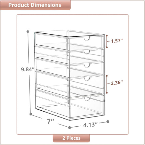 Sorbus Makeup Organizer with 10 Drawers, Acrylic Drawer Organizer for Makeup, Office, Art Supplies, Jewelry