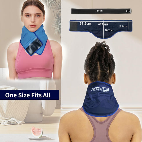 MR.ICE Neck Ice Pack for Injuries, Reusable Cold Pack for Neck - Gel Ice Pack for Neck and Shoulders with Plush Backing