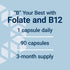 Life Extension BioActive Folate & Vitamin B12 | 90 Capsules | Promotes Heart, Brain & GI Tract Health