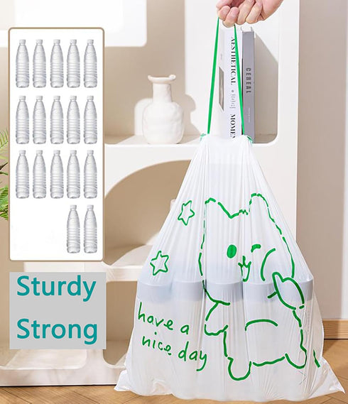 YIHUANYIFA 4 240pcs 240pcs) Gallon Trash Bags Drawstring Tearing-Free for Bathroom Office Home Bedroom Trash Can