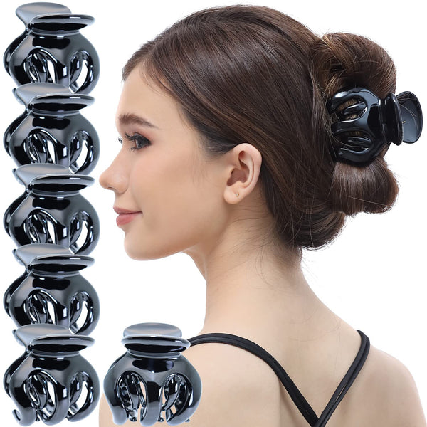 RC ROCHE ORNAMENT 6 Pcs Women's Hair Pumpkin Interlocking Teeth No Slip Claw Clip, Large Black