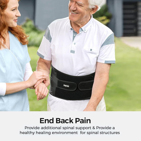 FREETOO Back Braces for Lower Back Pain Relief with 6 Stays, Breathable Support Belt for Men/Women (M)