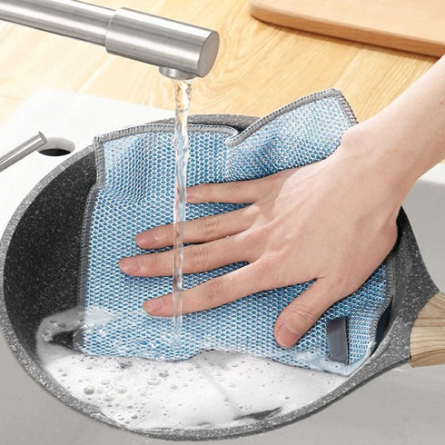 RHQQ 12 Pcs Non Scratch Wire Dishcloth Multipurpose Wire Dishwashing Rag for Wet and Dry Double Layers Reusable Wire