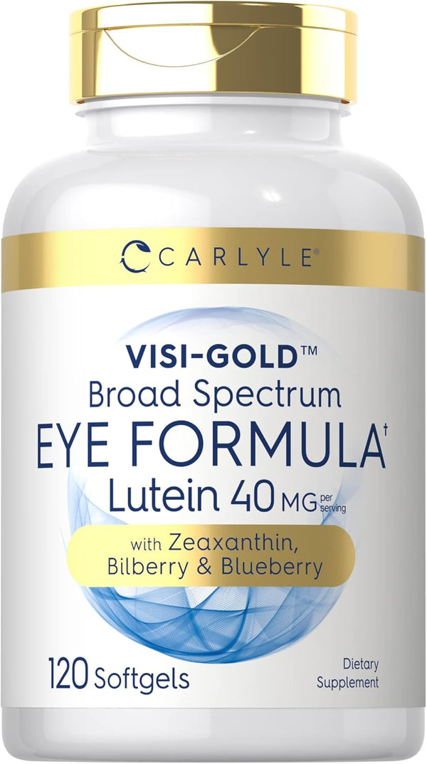 Carlyle Eye Health Supplement with Lutein 40mg, Zeaxanthin, Bilberry, Blueberry, 120 Softgels for Eye Support