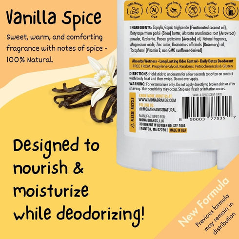 MONA BRANDS 100% Natural Deodorant for Kids - 2-PK Vanilla Spice, Vegan, Non-GMO, Gluten-Free, 1.76 Oz each