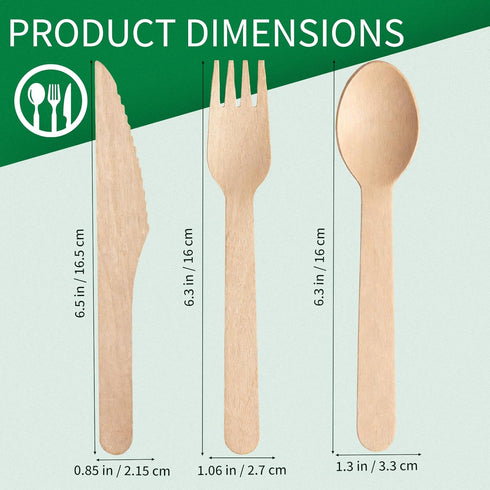 Set, 500 Pack (200 200 100 Compostable Wooden Cutlery Disposable Wood Utensils Spoons, Forks, Knives), Biodegradable