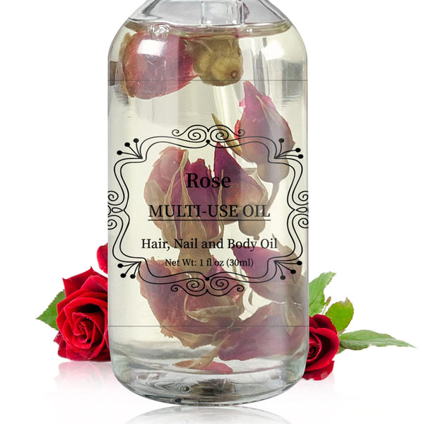 NP NATURES PHILOSOPHY Rose Multi-Use Oil, Organic Essential Oil for Face, Hair, Body, Nails - 1 Fl Oz