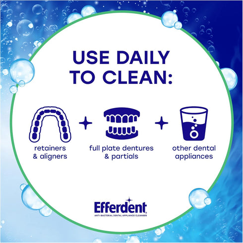 Efferdent Minty Fresh Denture Cleaner, Retainer Cleaning Tablets for Aligners, Dentures, 90 Count