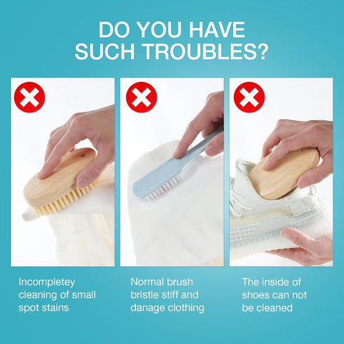 Wood Laundry Brush - OSCIOSS Laundry Stain Brush with Long Handle and Soft Bristle for Cleaning Clothes and Shoes