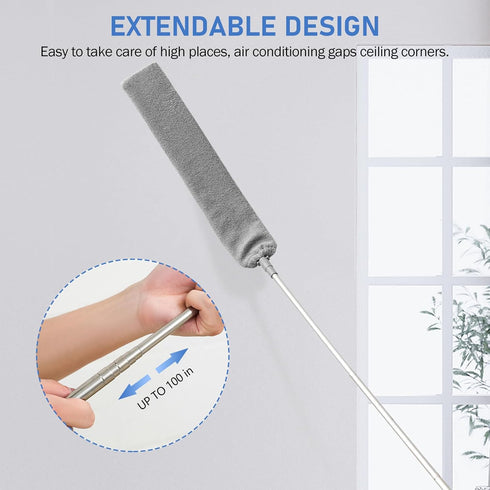 SetSail Dusters for Cleaning: 100-inch Extra-Long Floor Duster with Bendable Microfiber Head for High Ceilings
