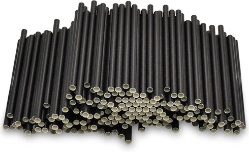 Paper Cocktail Straws 5 inch - 500 ct. Biodegradable Small Black Drinking Straws for Restaurant, Bar, Food Services