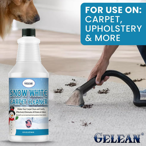 Carpet Cleaner Rug Extracting Shampoo, SNOW WHITE Solution for Tough Stains and Odors, 32oz for Carpets.