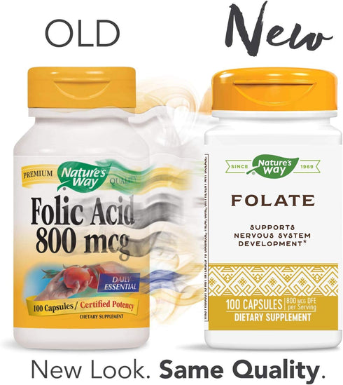 Nature's Way Folic Acid, 800 mcg DFE per serving, 100 Capsules