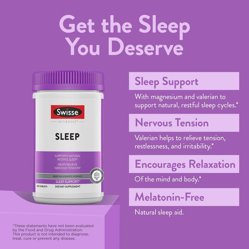 Swisse Sleep Valerian Root Capsules | Herbal Sleep Supplement, 120 Tablets