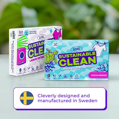 Laundry Detergent Sheets, Made in Sweden, Up to 100 Loads, 50 Sheets, Eco-Friendly, Ocean Breeze