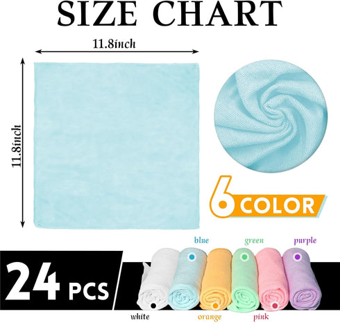 WhizToys 24 Pack Cloths11.8x11.8InThin 6 Microfiber Cleaning Microfiber Towels Bulk, Towels