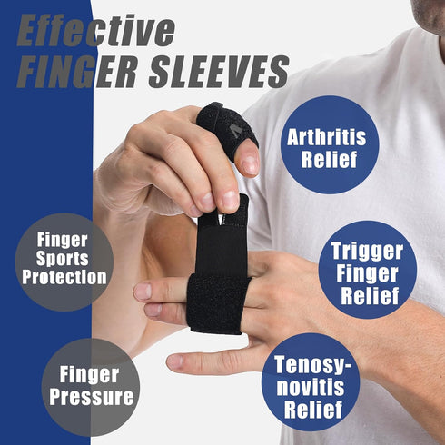 Finger Splints, 2PCS Finger Buddy Straps, Compression Finger Wraps for Sport Basketball Tennis and Volleyball Badminton - Black, One Finger-L