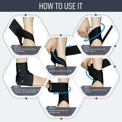 Ultra Thin Ankle Wraps, Adjustable Ankle Brace for Men & Women, Black, Pack of 1 for Sprained Foot & Tendinitis