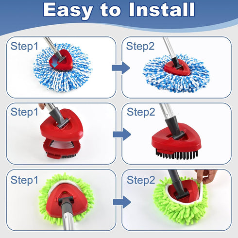 Hezane 2 3 3 Pads,1 1 Set Mop Heads for O Cedar RinseClean Tank Spin Mop System, Microfiber Mop Head Refills