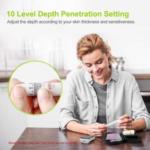 AUVON Lancing Device with Less Pain Design - Blood Sample Pen and Twist Top 100pcs 30 Gauge Lancets for Blood Sugar
