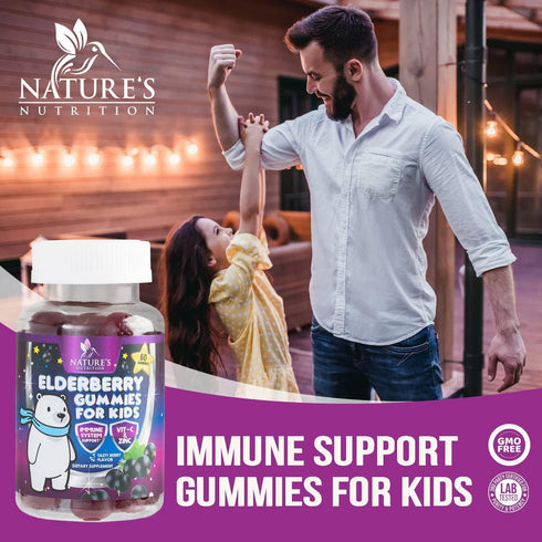 Sambucus Elderberry Gummies for Kids with Vitamin C, Zinc & Elderberry, 60 Non-GMO Berry Flavor Gummies, Ages 2 Up