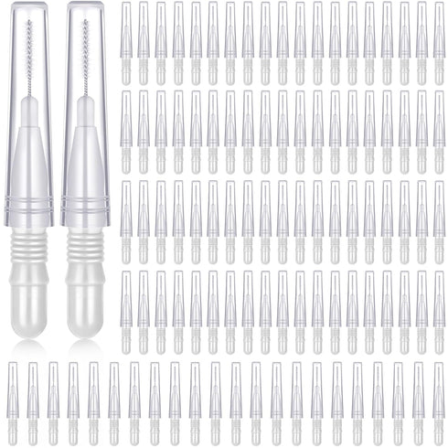 BBTO 100 Pcs Braces Dental Brush Flosser, Interdental Brush Toothpick, Oral Dental Cleaning Tool, White