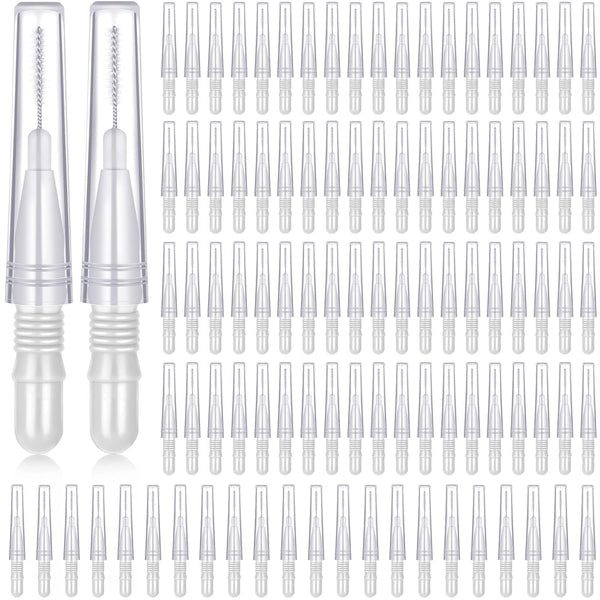BBTO 100 Pcs Braces Dental Brush Flosser, Interdental Brush Toothpick, Oral Dental Cleaning Tool, White