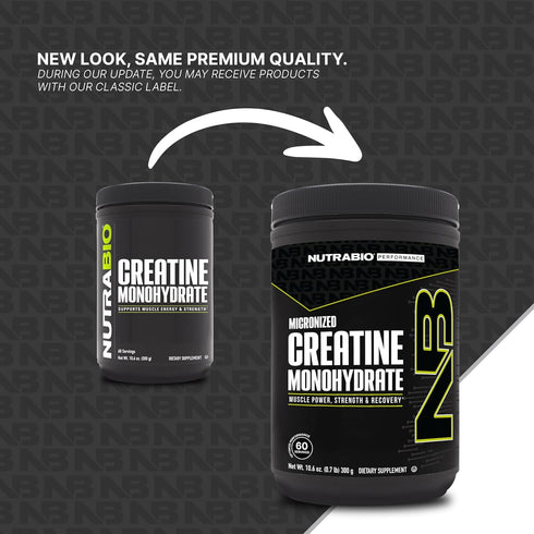 NutraBio Pure Creatine Monohydrate Powder Supplement - Unflavored (300 g) for Muscle Energy