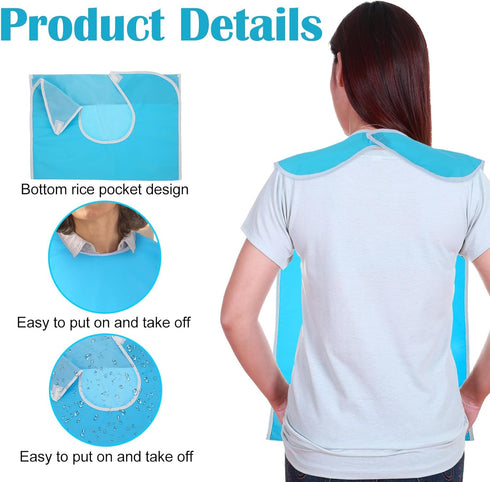 WJIAAA 23.6 14.3in Adult Bibs for Elderly Women Men, Blue Waterproof Oil-Proo Bibs with Chip Collector Wipe-Clean