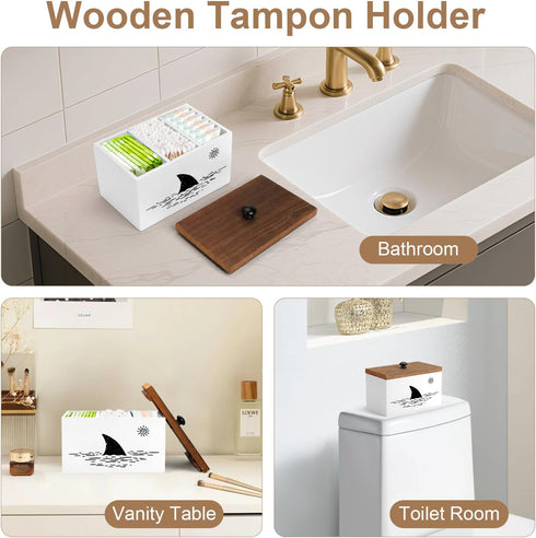 MROUEN Tampon Holder for Bathroom,White Feminine Product Organizer,Girl Stuff Box for Bathroom,Pad and Tampon Organizer