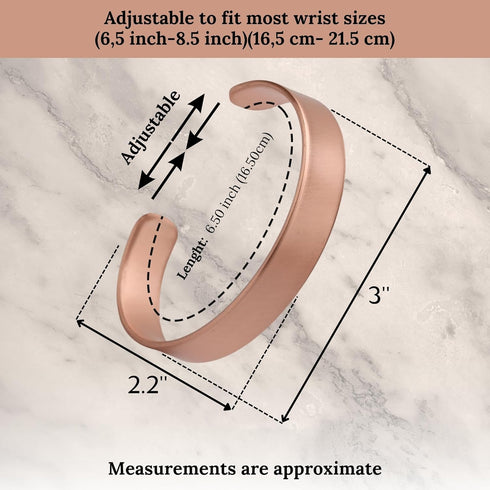 Handmade Pure Copper Bracelet for Women and Men - Thickest Copper Bracelet for Pain Relief and Stress Relief, Adjustable Carved Copper Bracelets to Fit many Size Wrist