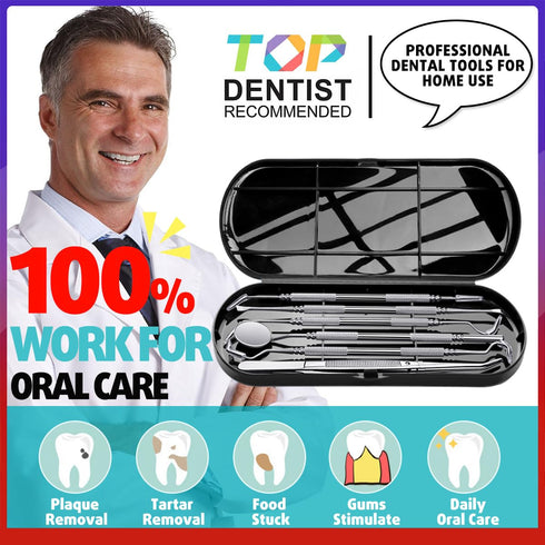 Antonki Dental Cleaning Tools, Dental Hygiene Kit, Teeth Cleaning Tools, Metal Dental Picks, Plaque Remover for Teeth, Stainless Steel Professional Tooth Tartar Scraper for Home Use - with Case