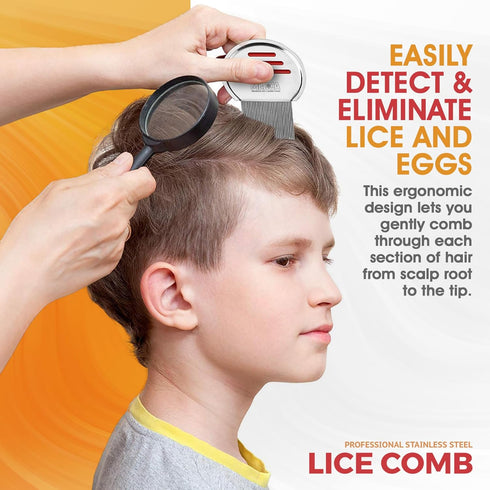 Lice Comb - Pack of 2 Stainless Steel Professional Combs for Lice Treatment, Best Results for Kids & Adults