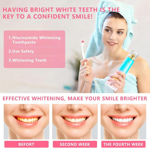 OIFVOPU (3.53oz)- 1 Niacinamide Whitening Toothpaste for Adults, Teeth Whitening Tooth Paste, Brilliant Smile